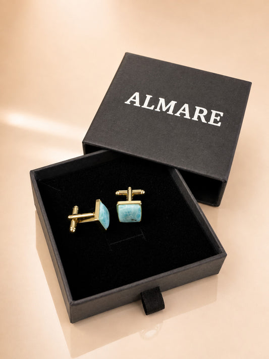 Larimar cufflinks, in the black Almare gift box